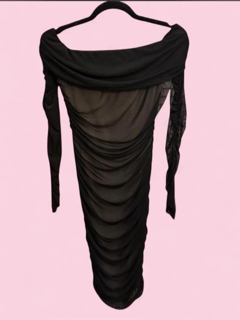 Pofash Ruched Midi Dress in Black Size Small